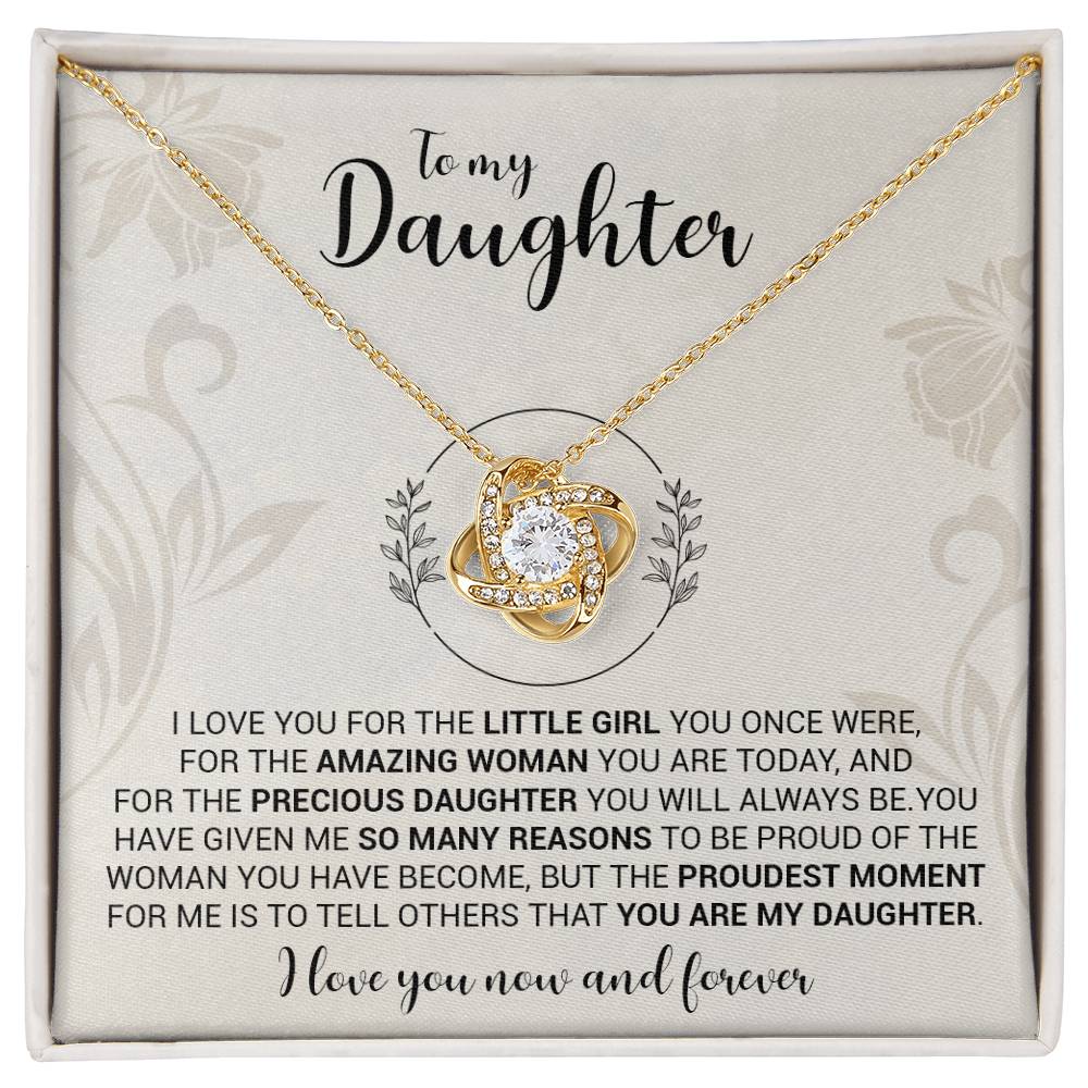 To My Daughter | I Love You, Now & Forever - Love Knot Necklace